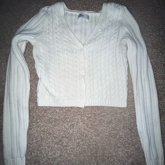 white Cropped Sweater Top - Picture 1 of 3